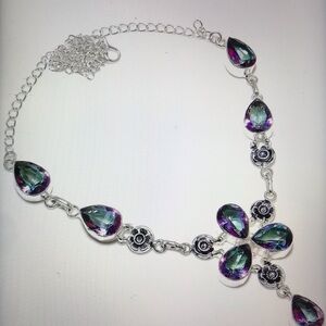 Mystic Topaz Stamped 925 Sterling Silver Necklace